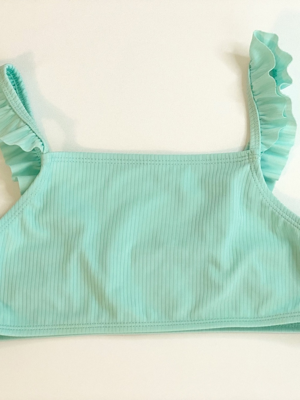 Girls Seafoam Green Ruffle Bikini Top Size 10 12 Coastal Mermaid Swim